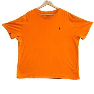 POLO‎ RALPH LAUREN & CO Men’s XL Orange T-Shirt 100% Cotton Navy Horse Logo